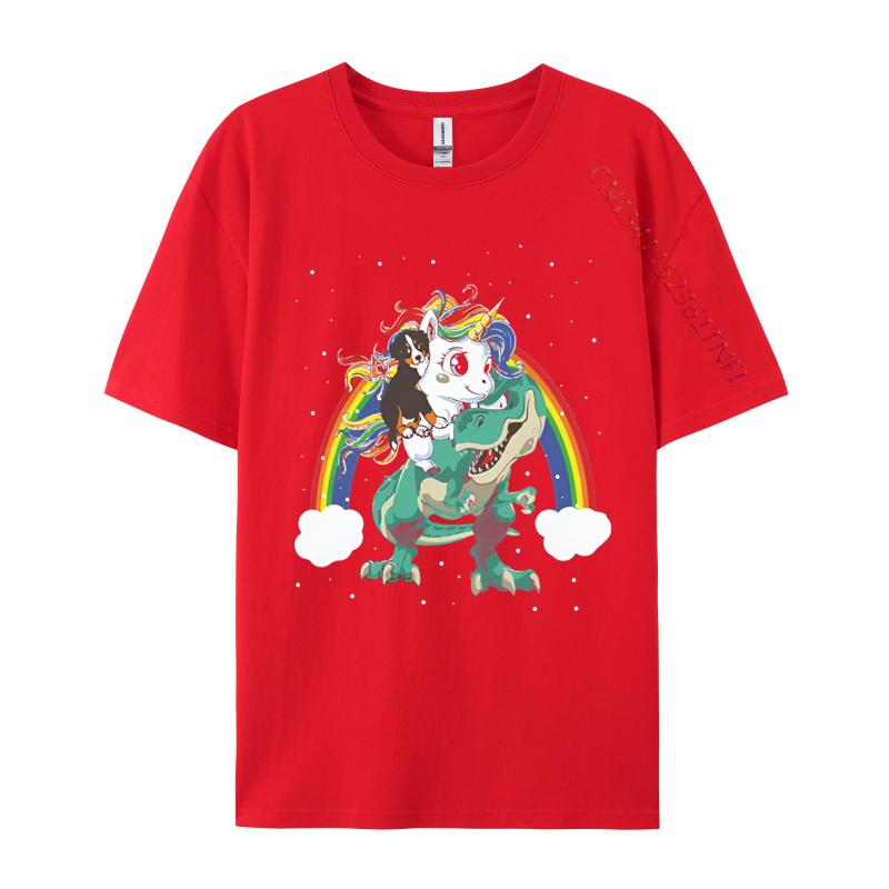 Mode Lässiges T-Shirt Berner Sennenhund Einhorn Reiten Dinosaurier T-Shirts Locker Sitzend Brüder Herren T-Shirt