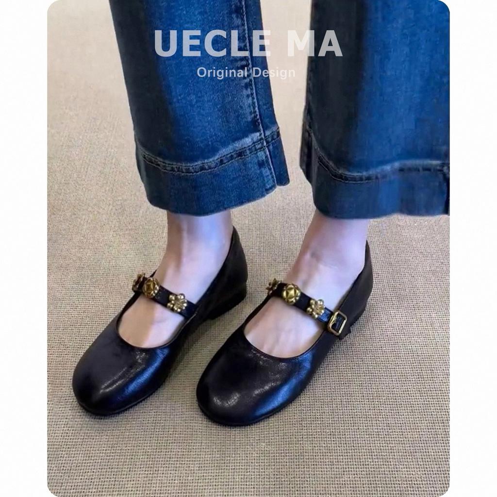 Super soft lambskin French leather single shoes women's flat bottom versatile gentle evening shoes one-word buckle Mary Jane shoes