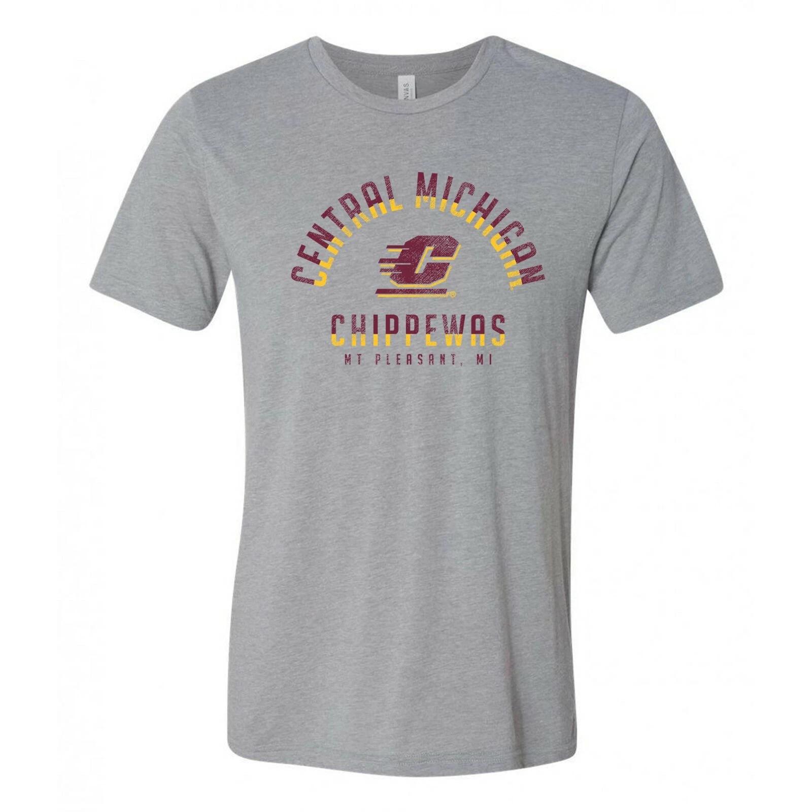 Central Michigan University Division Arch Triblend T Shirt - Athletic Grey 4XL