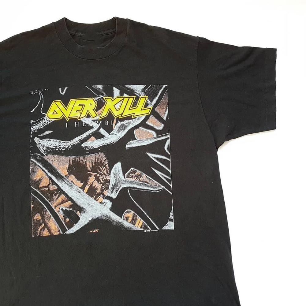 Винтажная футболка Overkill I Hear Black 1993 года Подарок фанатам S-234XL Унисекс S