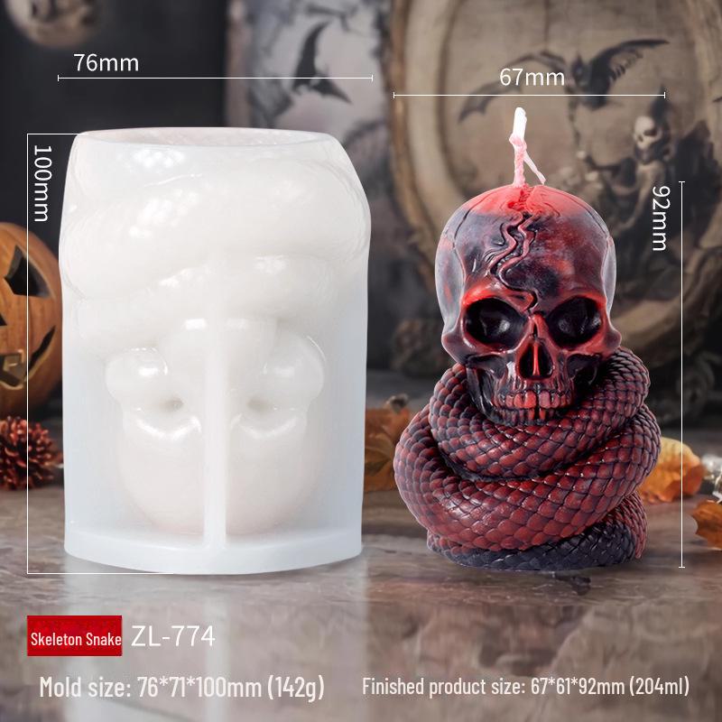 

Форма для ароматерапевтической свечи Sanxin Skull & Snake – креативная силиконовая форма на Хэллоуин