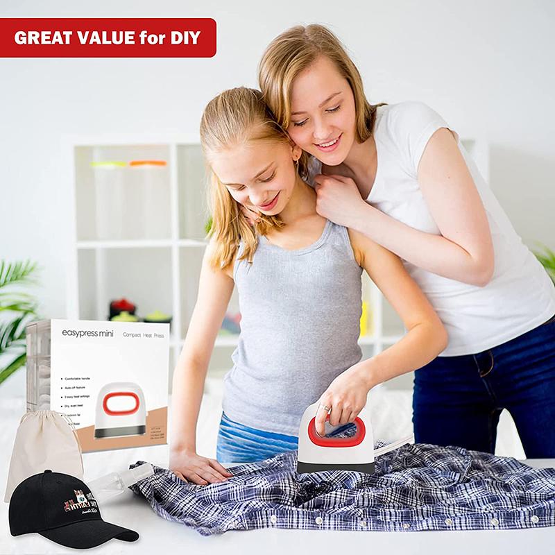 Portable 220V Mini Heat Press Machine T-Shirt Printing Diy Easy Heating Transfer Press Iron Machines For European Standard Plug