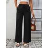 Independent Station Women's Solid Color Loose High Waist Wide Leg Cotton and Linen Trousers for Women