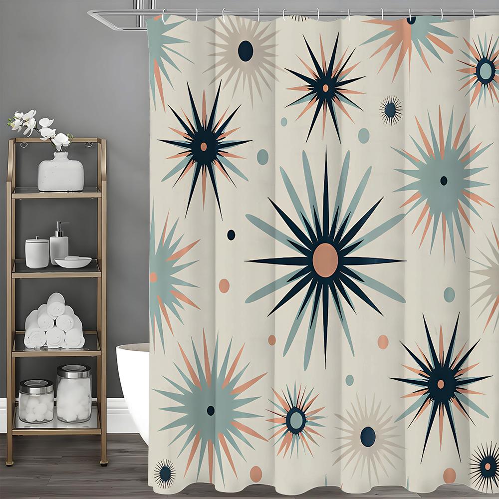 Bohemian Sun Shower Curtain, Bathroom Decorative Shower Curtain, Waterproof Shower Curtain with Hooks