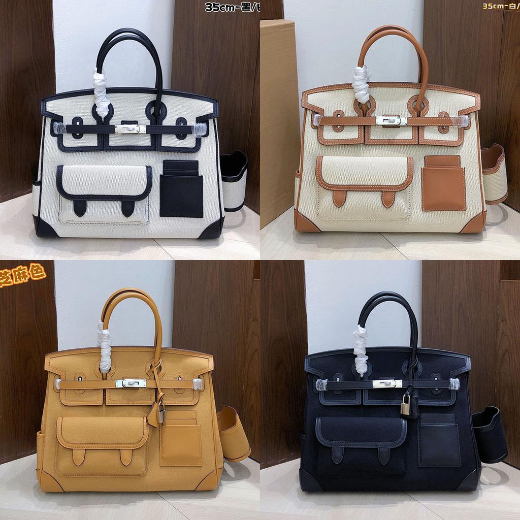 New Style Cargo 35cm Visible Hardware Bag Cowhide Connection Large Capacity Fashion Handheld Shoulder Bag