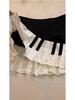 Retro Schwarz-Weißes Klavierdesign Plissee-Rock - Kurz, Künstlerisch, für Frühling bis Herbst, Kleine Größe