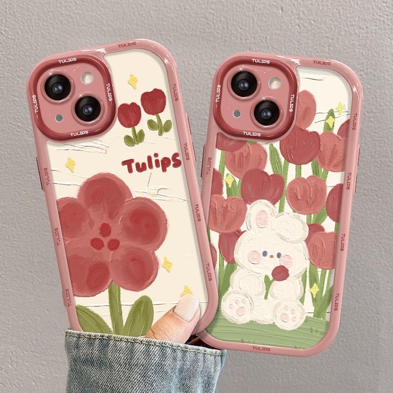 

Suitable for Huawei P60 Mobile Phone Case Mate50/40e Oil Painting Tulip Rabbit Nova7 Silicone Honor 90 Anti-fall Honor 50 Pro