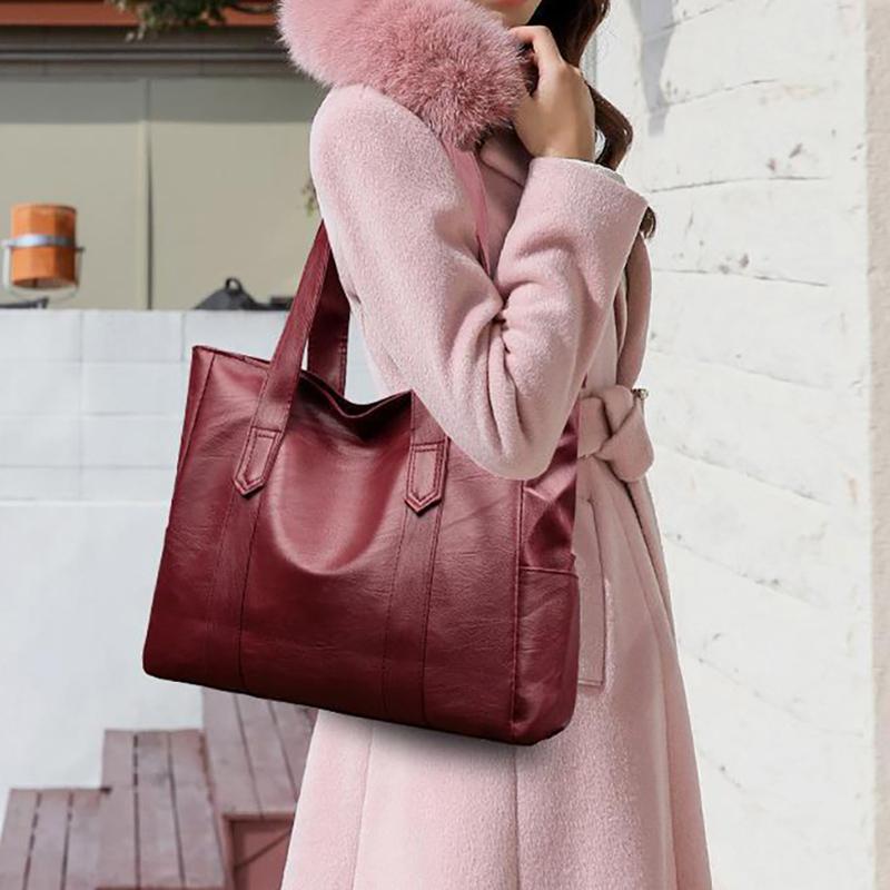 Retro Tragetasche aus weichem Leder Neue PU Handtasche mit hoher Kapazität für Pendler Europäischer und amerikanischer Trend Einfache und vielseitige Mode-Schultertasche