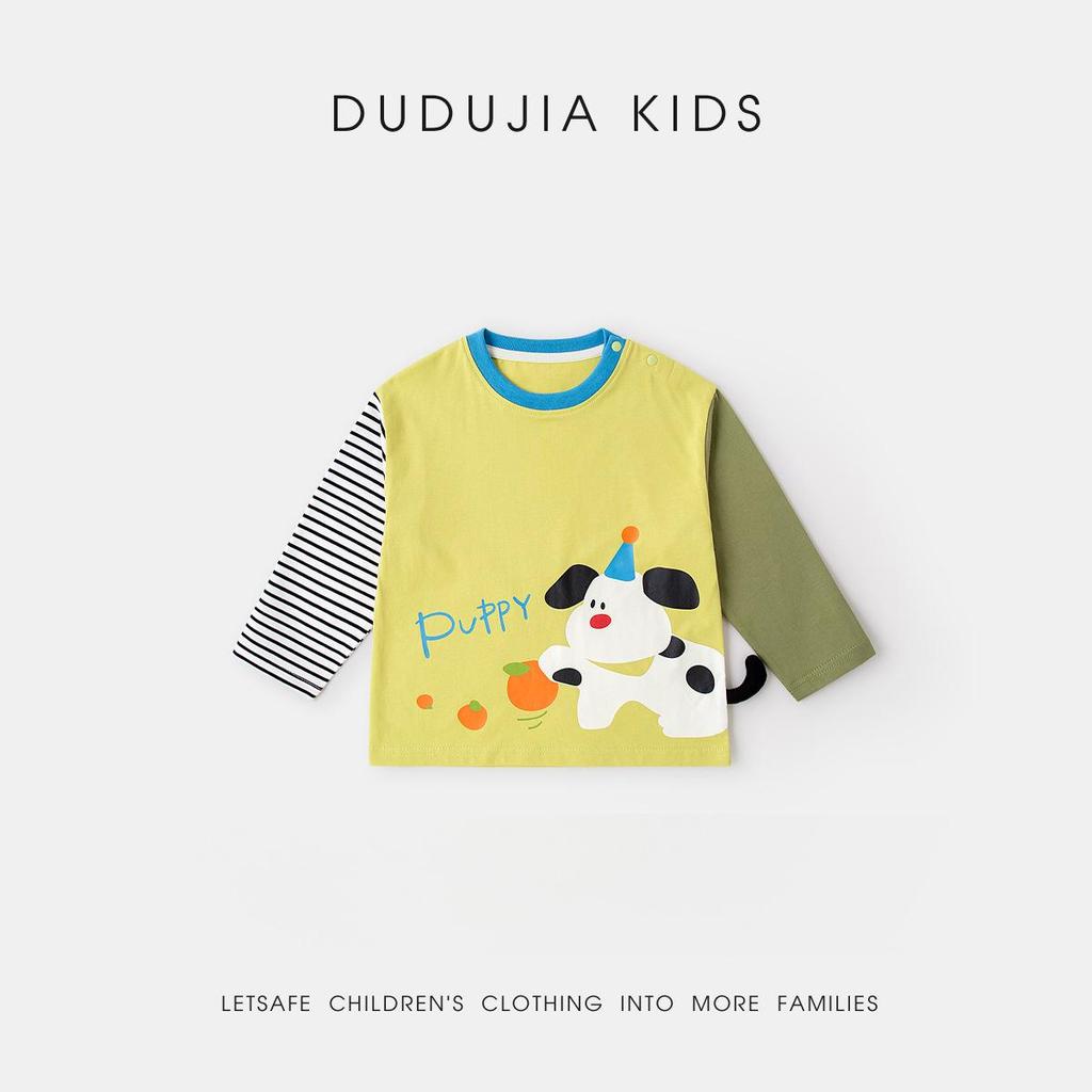 Camiseta de Manga Longa Infantil Família Dudu Algodão Nuvem: Nova Chegada de Primavera Camada Base para Meninos e Meninas
