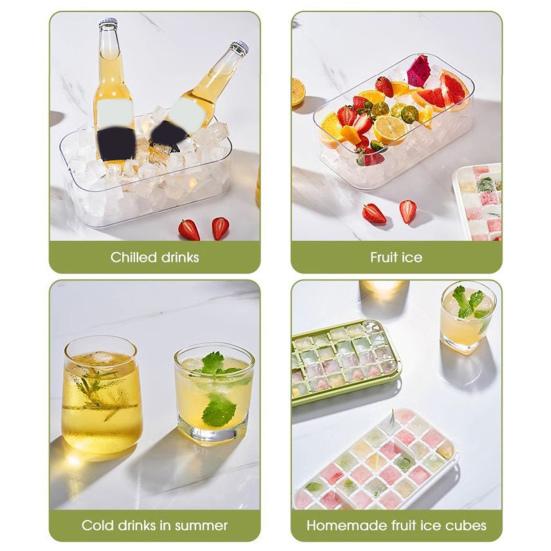 Silicone Ice Cube Tray with Shovel One-click Release Ice Mold Family Gatherings DIY Ice Maker for Whiskey Cocktail