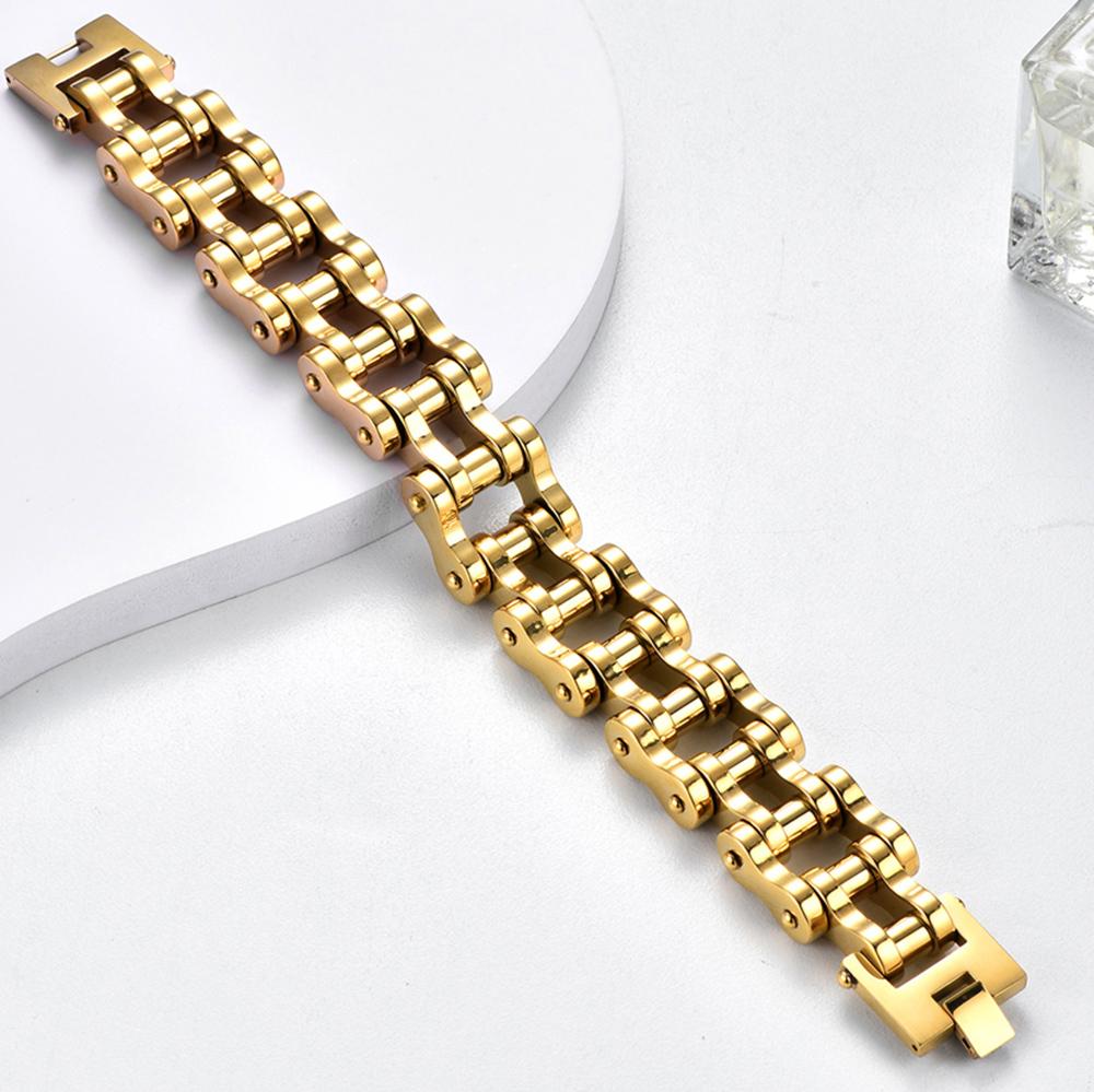 Rock And Roll 21MM Width Motorcycle Chain Man Bracelet for Men Heavy Stainless Steel Men's Bracelets Bangles Bikers Jewelry