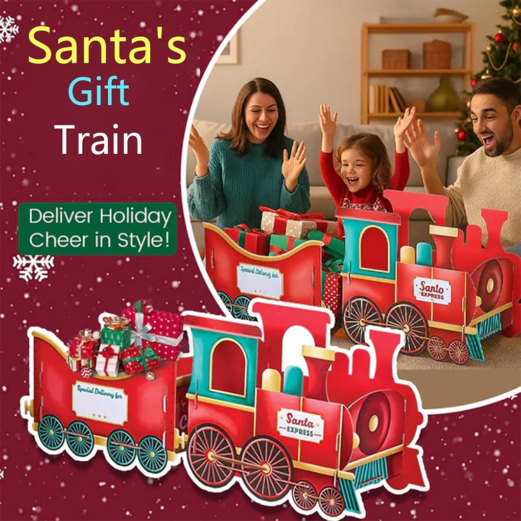Babbo Natale Regali di Natale Treno Fatto a Mano Portatile Treno dei Regali di Babbo Natale Porta Allegria Festiva con Stile Decorazioni Natalizie Oggetti di Scena