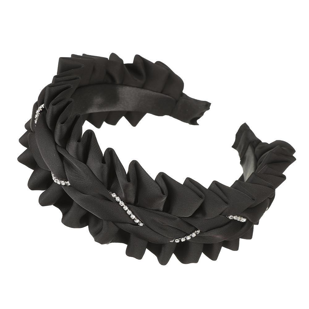 Neues breites gerunzeltes Strass-Stirnband für Frauen Haarband Haarreif Kopfwickel Mädchen Haarschmuck Elegant Schick Haarschmuck