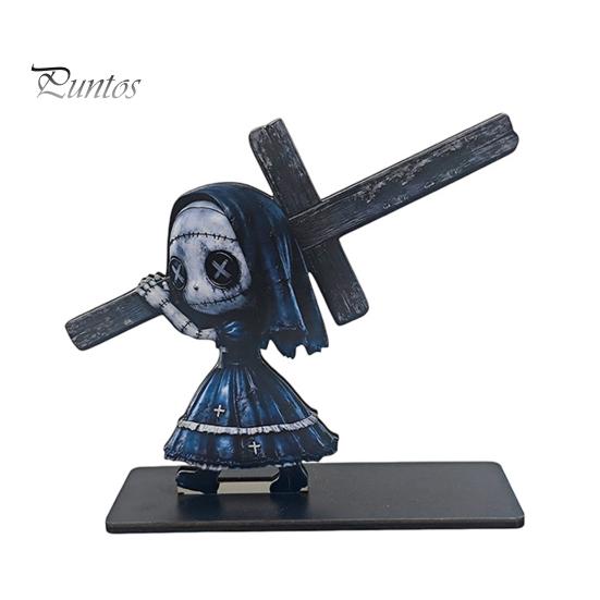 Festive Tabletop Ornament Halloween Wooden Paper Towel Holder, Cute Patchwork Ghost Napkin Stand, Party Supplies Rustic Roll Dispenser for Kitchen