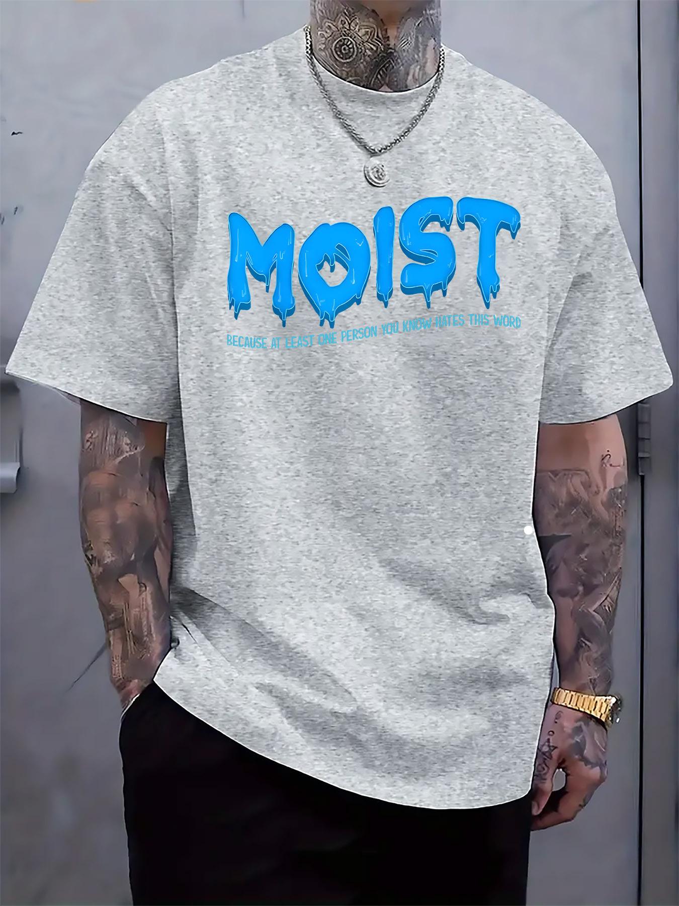 MOIST Graphic Tee - Casual Crew Neck Short Sleeve Tshirt ... XXL
