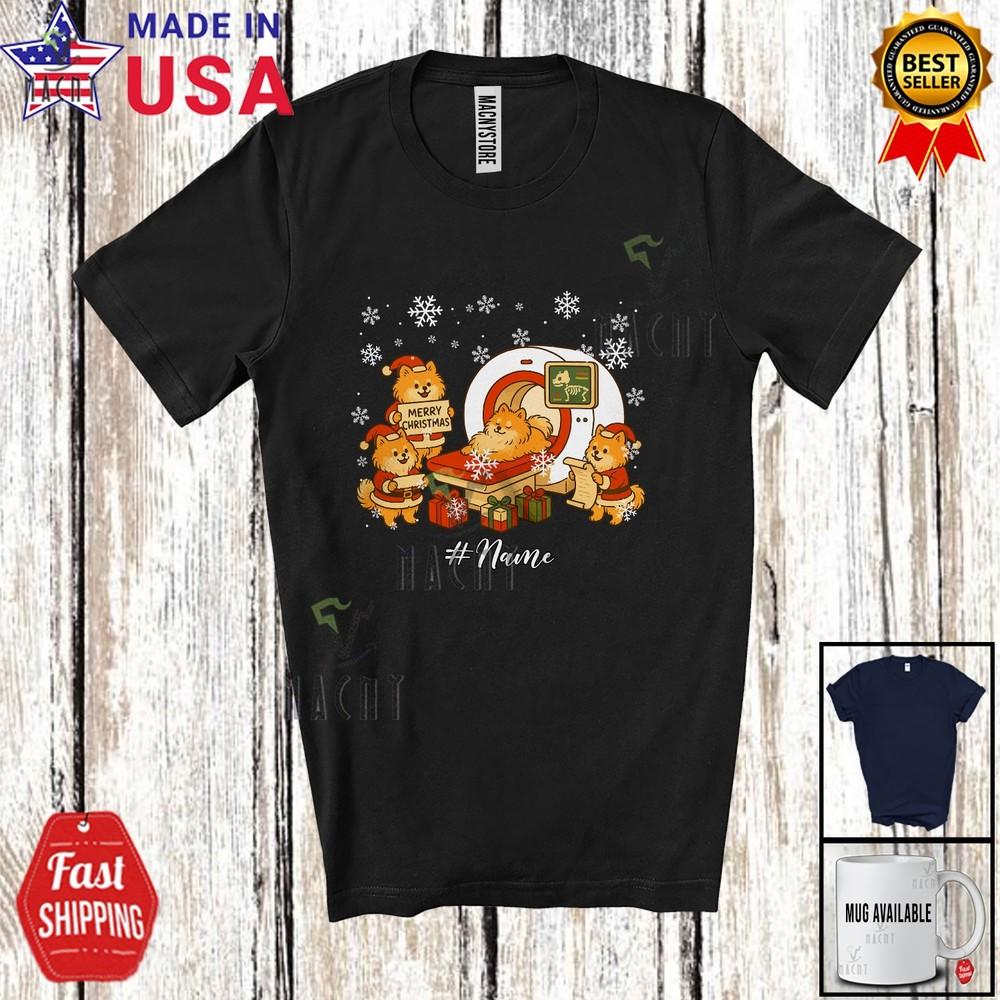 

Custom Name Radiology Santa Pomeranian Owner Lovely Christmas X-Ray T-Shirt S