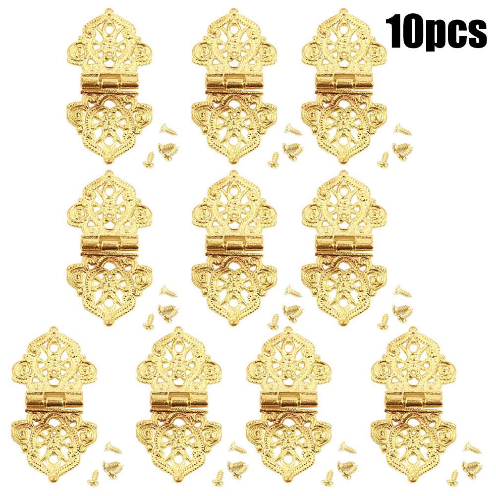 10Pcs 53x28mm Antique Decorative Hinges Wood Box Furniture Door Hardware Hot
