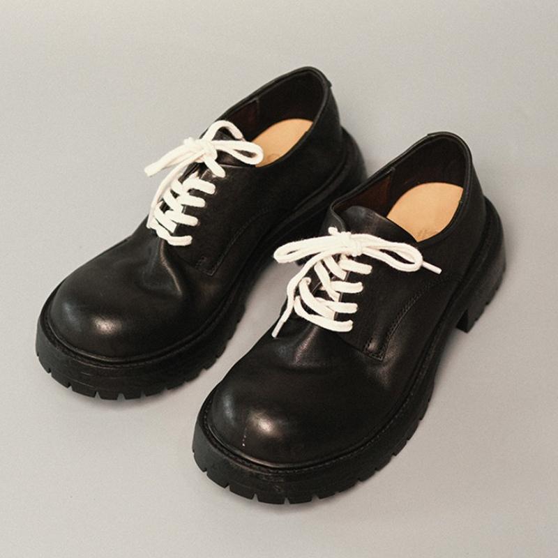 

Модные ретро лоферы на шнуровке с толстой подошвой, увеличивающие рост, женские 2025, модные новые дизайнерские туфли коричневого цвета, удобные с круглым носком, zapatos de mujer 40 чёрный