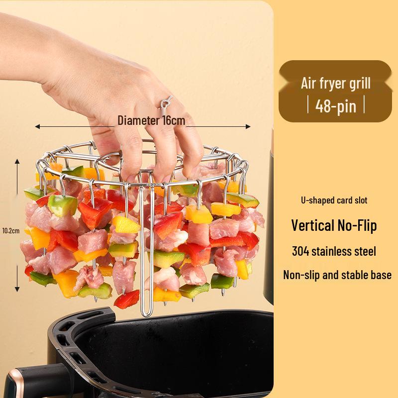 Vertikaler Spießständer aus Edelstahl 304 für Heißluftfritteuse, Ofenbräter & BBQ