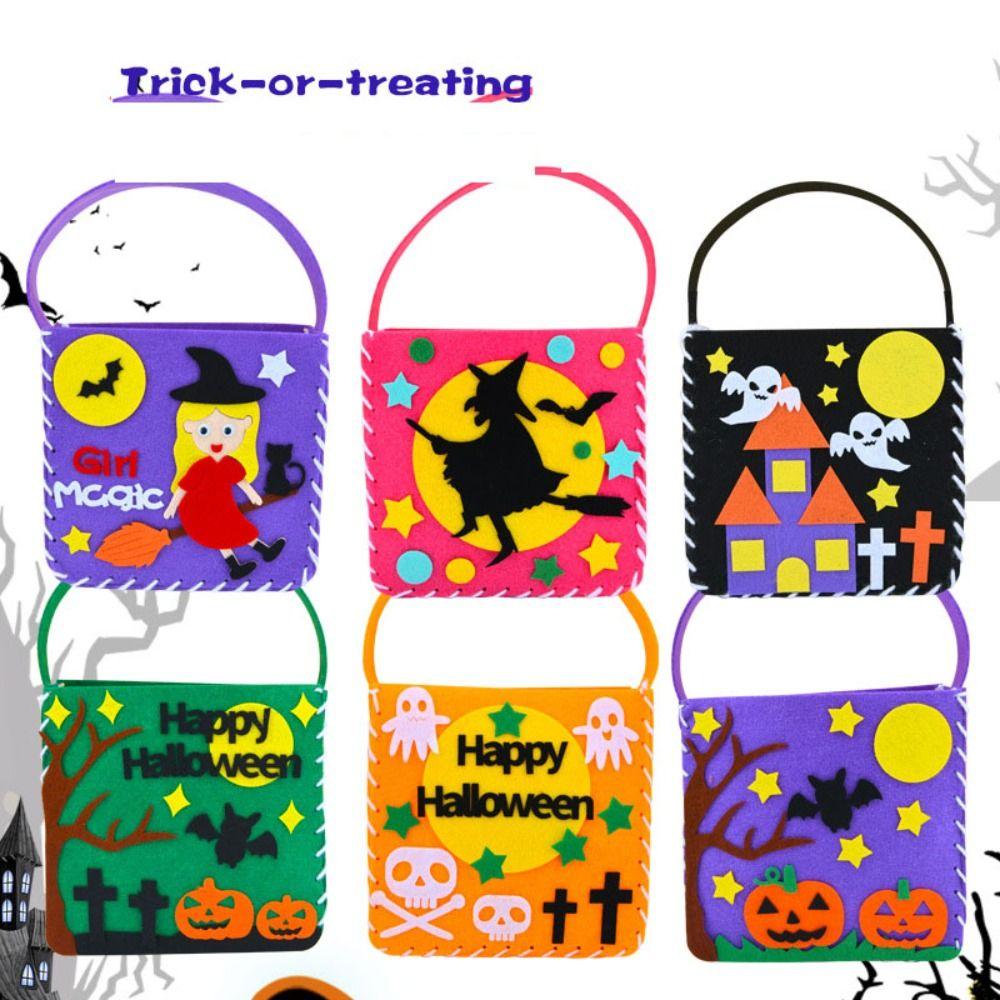 Non-woven Fabric DIY Trick or Treat Bag Pumpkin Bag Pumpkin Handbag DIY Halloween Candy Bag  Party