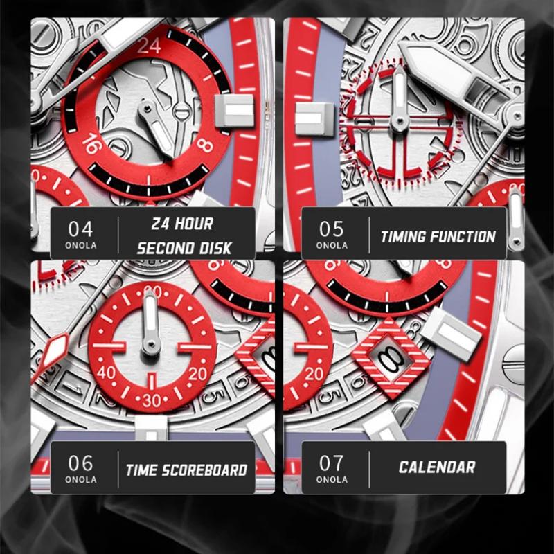 ONOLA Herreklokke Merke Gjennomsiktig Plast Vanntett Mote Sport Silikon Kvarts Klokker for Menn