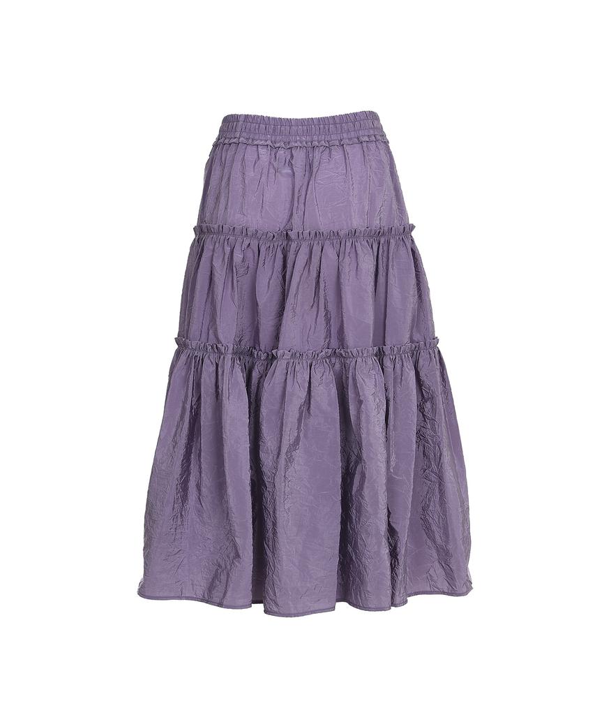 Bimuet Shirred 3-Tier Layered Skirt Purple