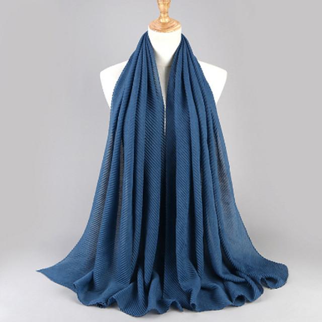 HongBiTu Frauen Reine Farbe Schal Wrap Schal Stola Falten Streifen Hals Wraps Islam Muslim WJ005