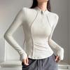 Women's Autumn/Spring Yoga Half-Zip Slim-Fit Quick-Dry Long-Sleeve Top
