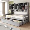 Houten Slaapbank 90 x 200 cm, Multifunctionele Opbergruimte, Grote Lade, Eenpersoonsbed, Jeugdbed, Lattenbodem, Grijs (Zonder matras)