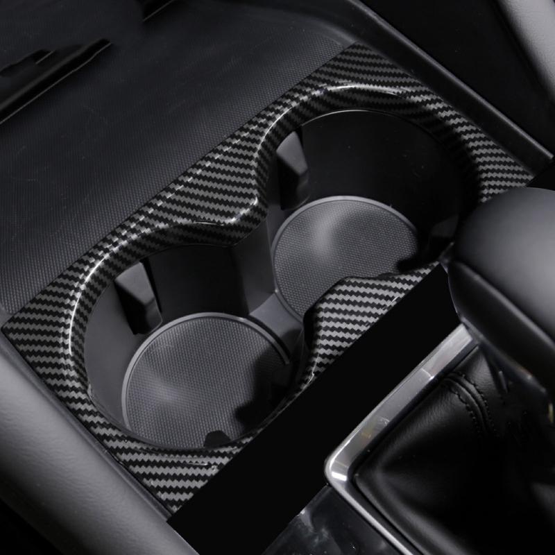 For Mazda 3 Axela  Car Central Console Water Cup Cover Sticker Trim    ABS Plastic Carbon Fiber Style