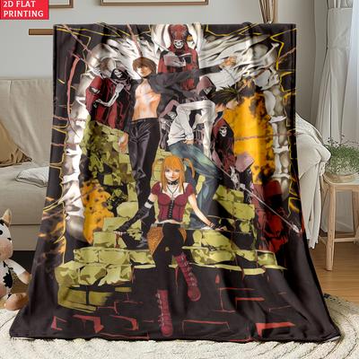 Dark Anime Print Thin Flannel Blanket for Bedrooms,Living Rooms,Sofas Blankets,Lunch Breaks,blankets Fluffy Blanket