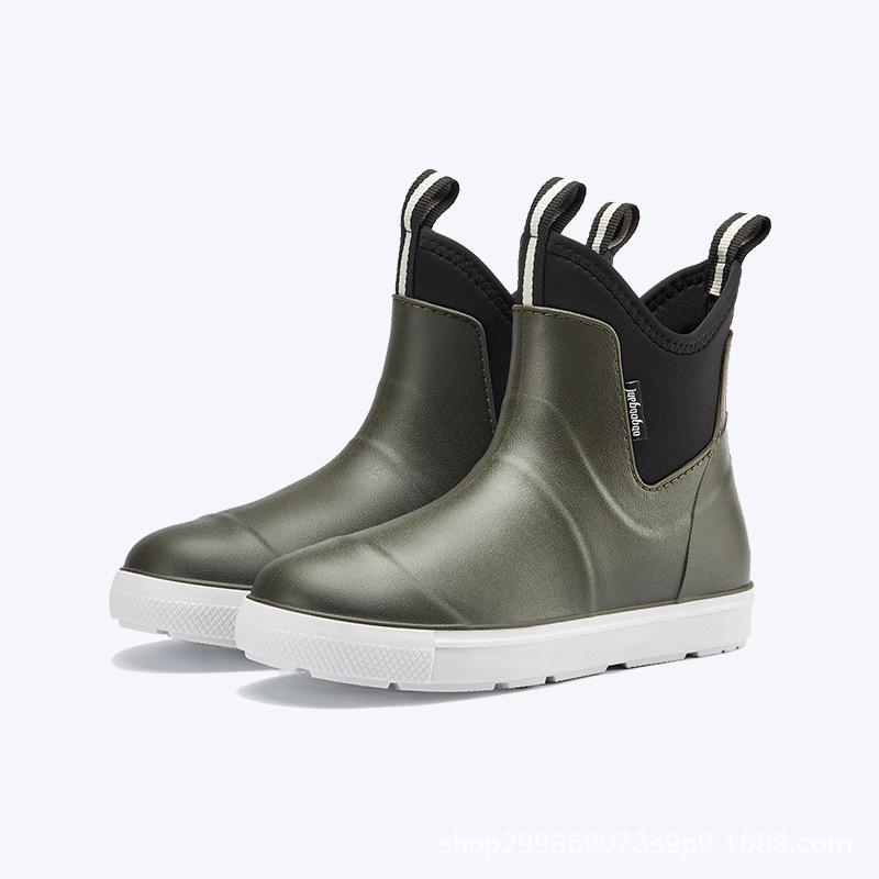 New Brunswick Men s Waterproof Non-slip Ankle Rain Boots - Fashionable Rubber Outdoor Shoes