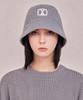 Bajal Va Square Applique Knit Bucket Hat Gray