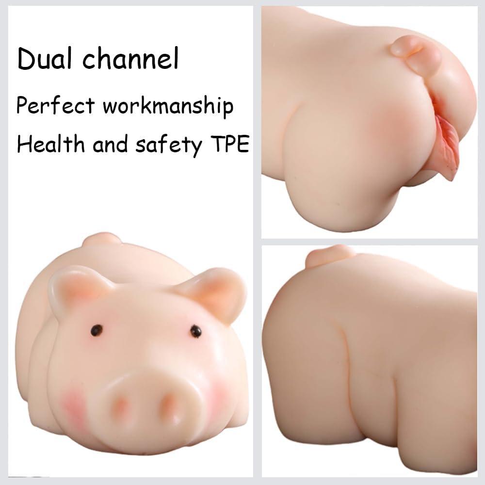 Pánský masturbační pohár Dvoukanálový anální sex Roztomilé prase Krásná panenka Měkká bestialita Erotická sexuální hračka pro dospělé