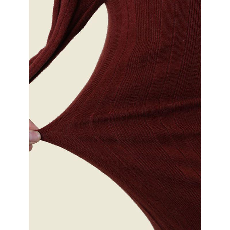 Foreign Trade Original Order Square Collar Slim Fit Long Sleeve Hip Skirt Rib Slimming High Split Sexy Knitted Dress