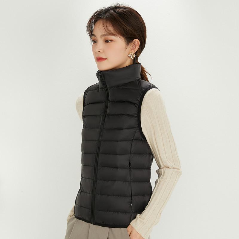 UUYUYI light and thin stand-up collar down vest women's autumn and winter warm simple vest white duck down wear versatile coat