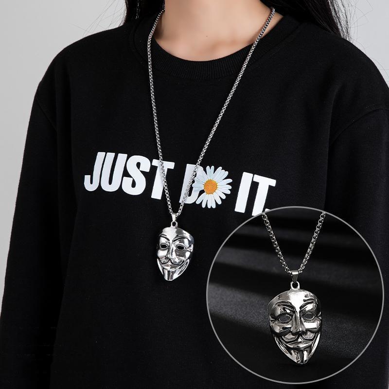 New Mask Pendant Male Hip-hop Necklace Long Titanium Female Necklace Men's Necklace Women's Necklace
