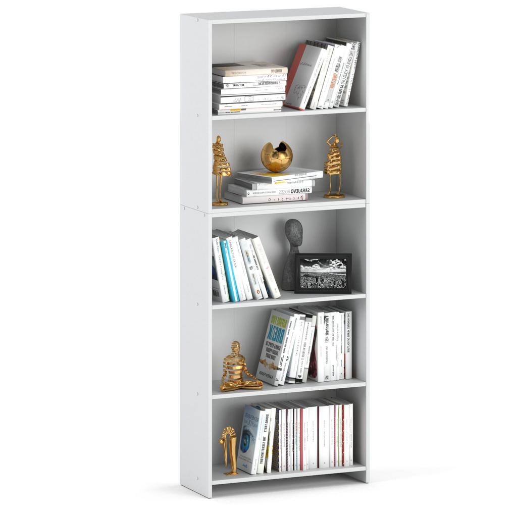 White Office Bookcase 70 CM with 5 Shelves Binders Toys Loft