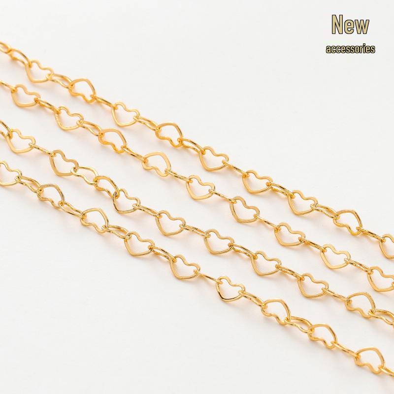 

14k Gold-Plated Heart Chain Necklace & Bracelet Accessories (3.4*5mm) 1 meter