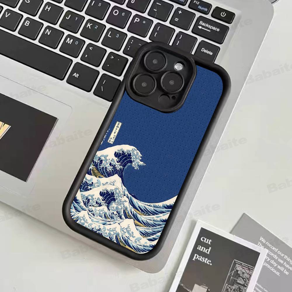 Japanese Waves Phone Case For IPhone 17 16 15 14 13 12 11 Pro Max 16E Plus INS Soft Cover