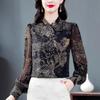Spring New Women's Printed Chiffon Shirt Women's Long-sleeved Printed Top Loose and Thin Belly-covering Shirt