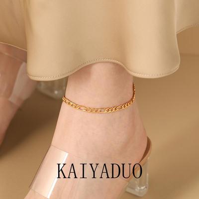 Gold-plated Titanium Steel Anklet: European & American Chic, High-end Fashion for Women