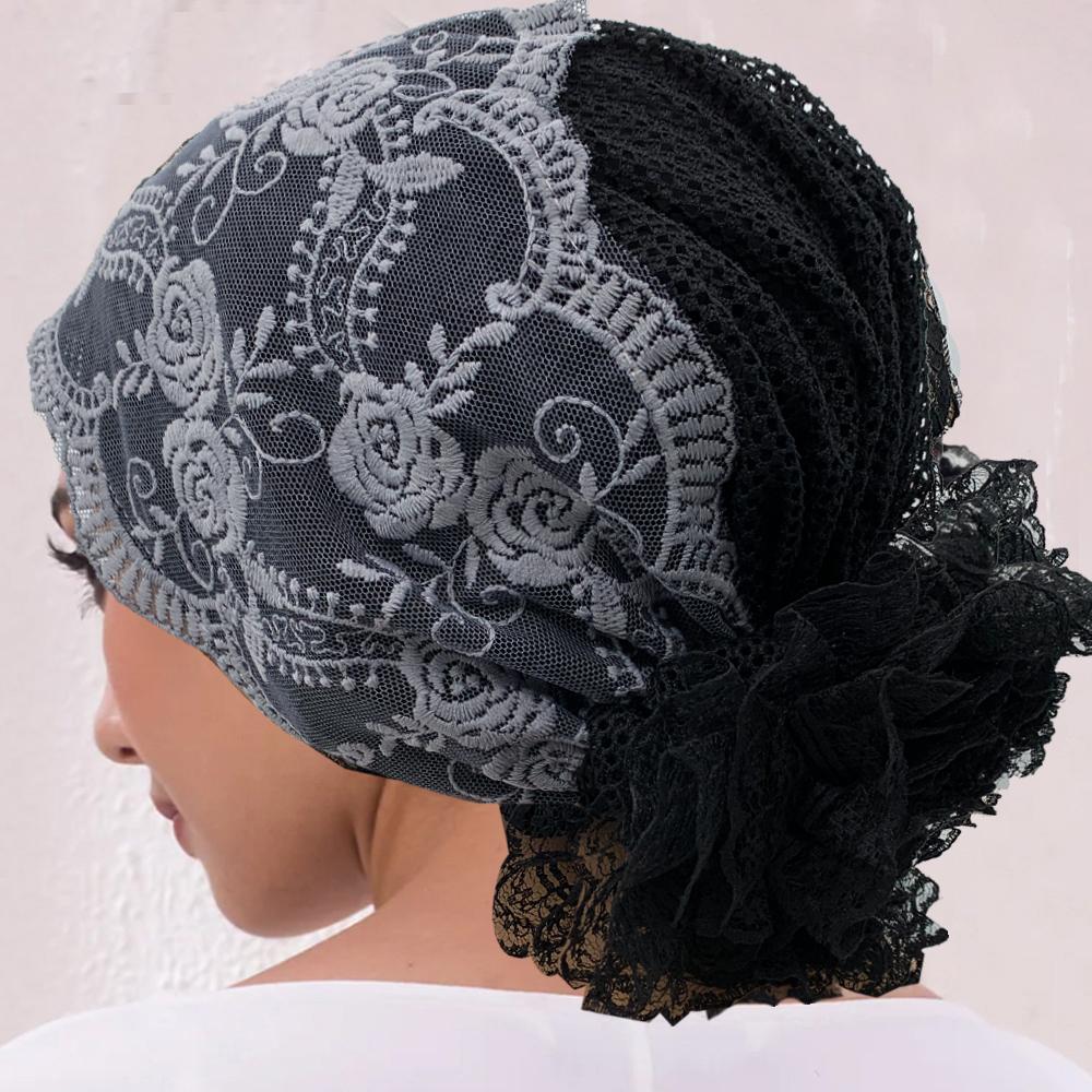 Chapeau sous-foulard Musulman Chapeaux pour Chimiothérapie Cancer Turban Femme Broderie Casquette Turban Pour Femmes Été Respirant Bandeaux pour la tête Bonnet