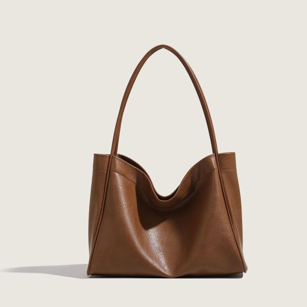 Women's Bag, Maillard Large Capacity Tote Bag, Simple and Casual Texture Soft Leather Commuting Bag, Fashionable Single Shoulder Bag