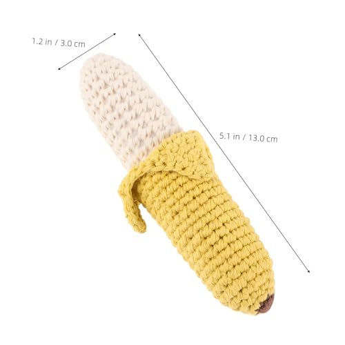 Gehäkelte Bananen-Beißrassel - Weiches Greifspielzeug für Babys, Beruhigungsspielzeug für Neugeborene mit Haken für unterwegs