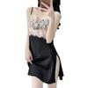 2025 High-End Women's Ice Silk Lace Spaghetti Strap Nightdress & Pajama Set