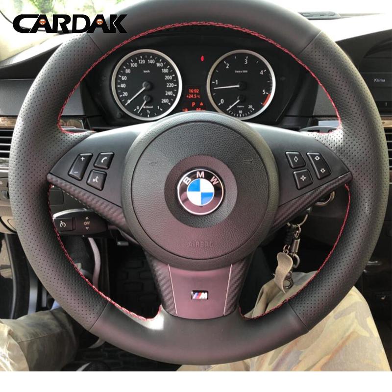 Geïmiteerde Stuurwielhoes Voor BMW E60 E61 530d 545i 550i E63 E64 630i 645Ci 650i Lederen Vlechtwerk Voor Stuurwiel