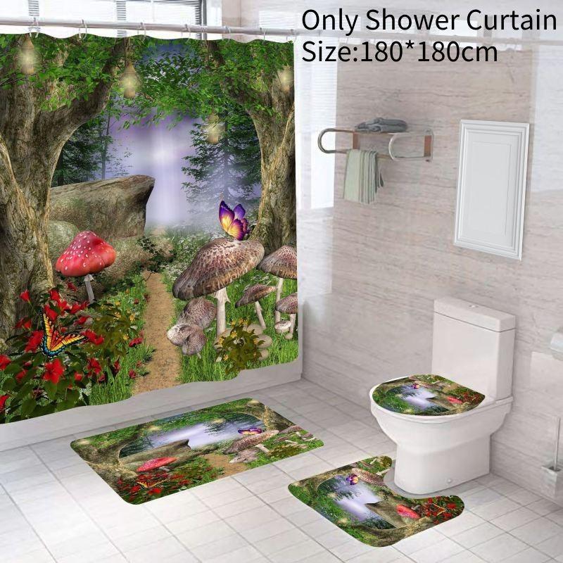 Elegant Modern Style Peva Shower Curtain Set For Bathroom Dry Wet Separation