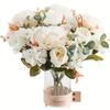 2 Paquetes de 12 Cabezas de Rosas Peonías Artificiales, Ramo Floral de Tela Vintage, Rosas Falsas de Plástico para Decoración del Hogar y Bodas, Ramo de Novia, Día de San Valentín