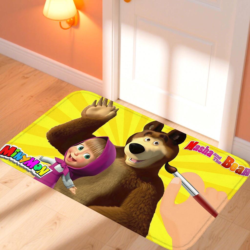 Kawaii Masha and the Bear Doormat Home Decor Items Kitchen Rugs Living Room Foot Mat Entrance Carpet Bedroom Rug Non-slip Pad
